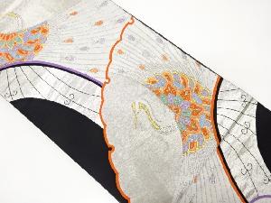 雪輪に鶴模様織り出し袋帯